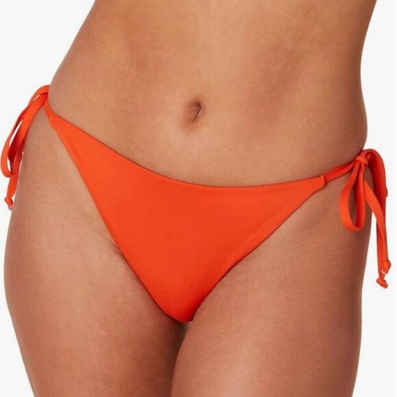 Andie Other - Andie The String Bikini Bottom in Siren Orange (Size L)